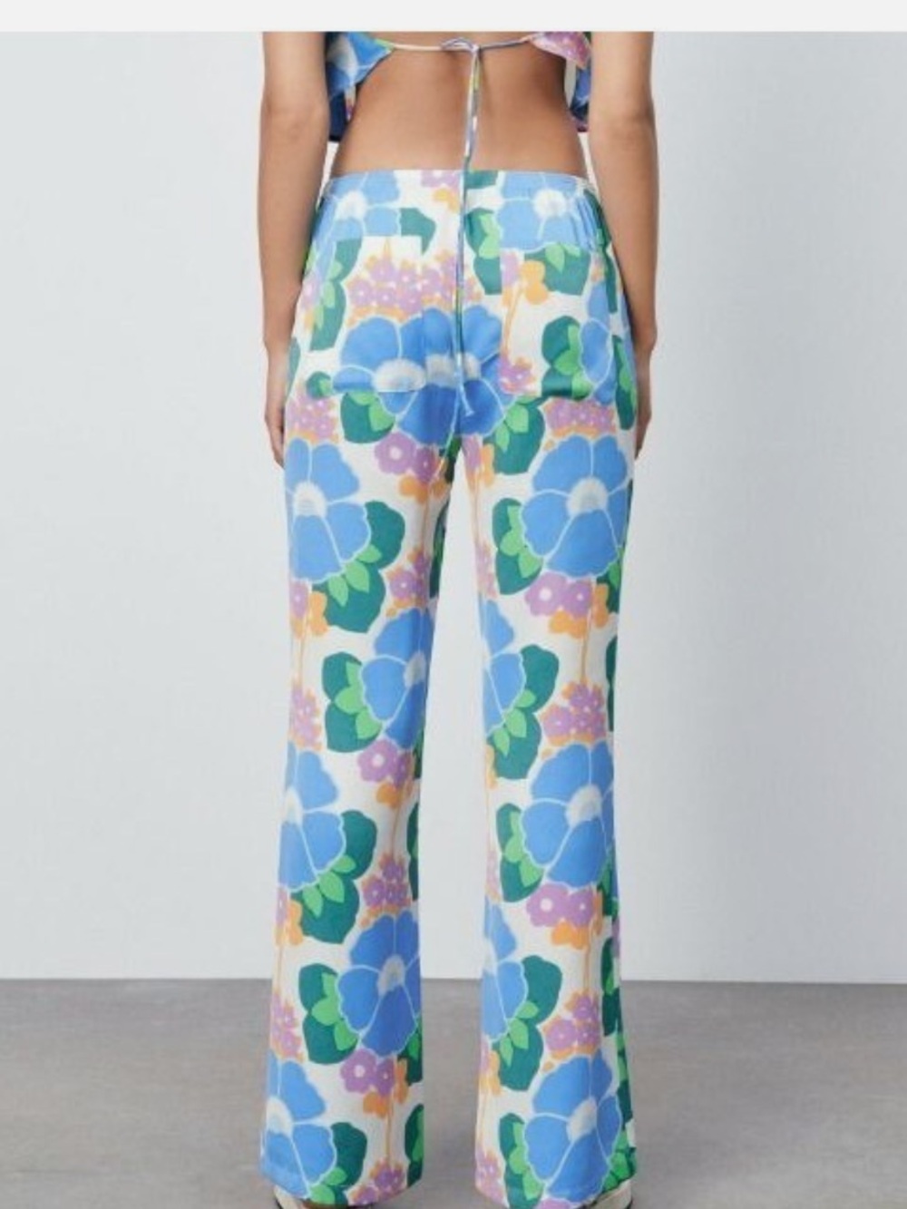 Zara 70s Vibes Floral Wide Leg Pants Multicolored Size XS